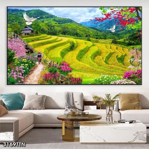 Tranh Phòng khách 3169TTN vải canvas ruộng bậc thang